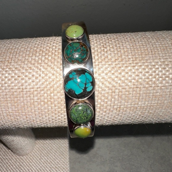 Multi stone & sterling silver cuff bracelet by Jay King - Picture 2 of 12